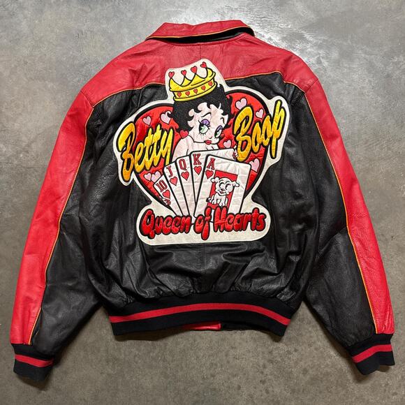 Vintage 80s Betty Boop Maziar Queen Of Hearts Leather Jacket